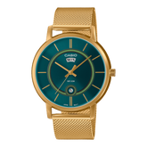 Casio, Men’s Watch Analog, Blue Dial Gold Stainless Steel Mesh Band, MTP-B120MG-3AVD